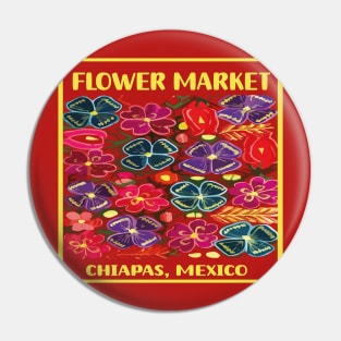 Mexican flower market Chiapas colorful bouquet embroidery boho chic print poster Pin