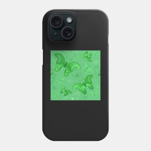 Seamless pattern from butterflies ( Green ) Phone Case