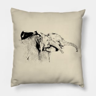 Affectionate Young Elephants | African Wildlife Pillow