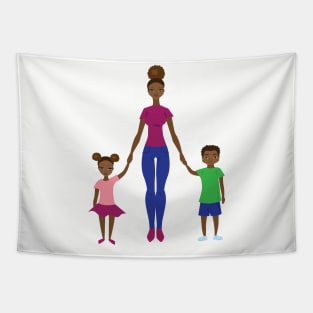 Mom with two kids Tapestry