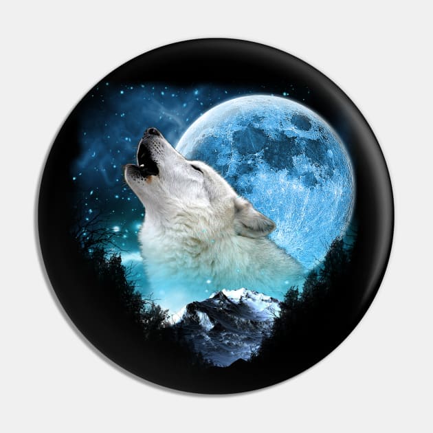 White Wolf Call Of The Wild Full Moon Escape Pin by Ratherkool