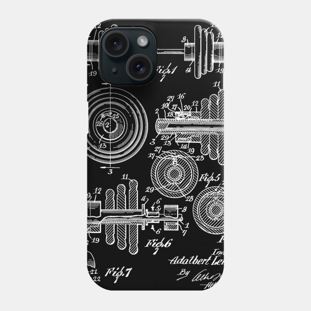 Dumb Bell with Adjustable Weight Vintage Patent Hand Drawing Phone Case by TheYoungDesigns