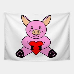 VALENTINE Day Pig - Funny Pig Art Tapestry