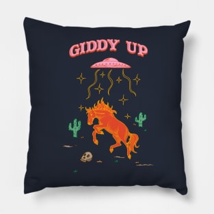 Giddy Up - Punny Desert Horse UFO Abduction Pillow