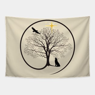 Oak Tree,  Eagle, Wolf Tapestry