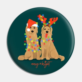 Christmas dogs, Illustrated golden retrievers Pin