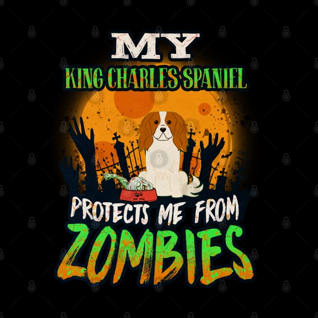 My King Charles Spaniel Protects Me From Zombies - Gift For King Charles Spaniel Owner King Charles Spaniel Lover by HarrietsDogGifts