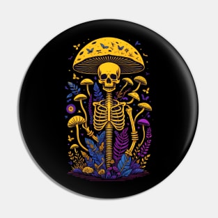 Yellow Skull Mushroom Pin