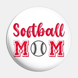 Softball Mom Red Pattern Pin