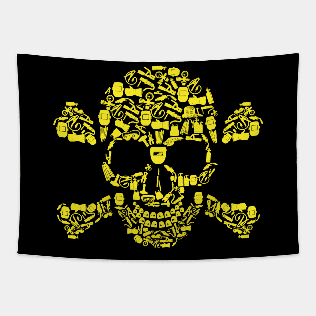 Skull Welding Tools Tapestry by damnoverload