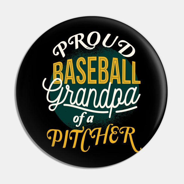 Proud Baseball Grandpa Pitcher Pin by DesignSpirit