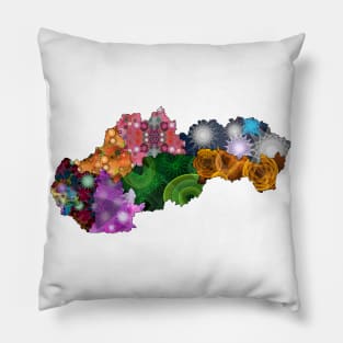 Spirograph Patterned Slovakia Regions Map Pillow