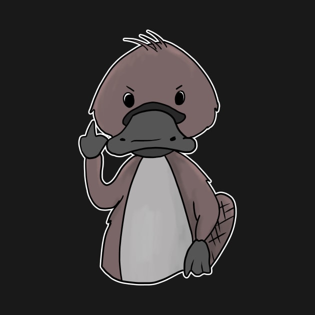 Grumpy Platypus Holding Middle finger funny gift by Mesyo