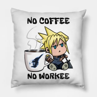 Chibi Cloud Coffee Kawaii Final Fantasy 7 Cloud Strife Pillow