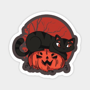 Halloween Black Cat Pumpkin Jack O Lantern Monster Cute Costume Spooky Funny Creepy Creature Magnet