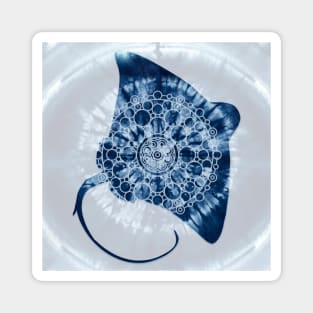 Manta Ray Mandala Indigo Blue Tie Dye Magnet
