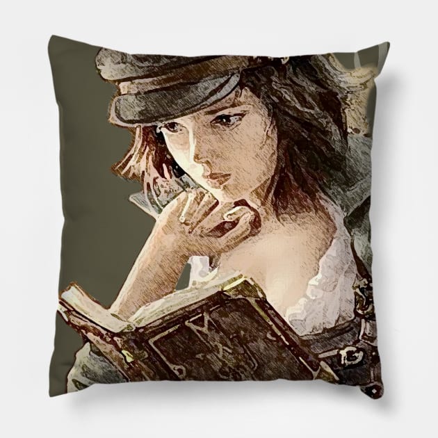 Too Fond Of Books - Louisa May Alcott Pillow by The Blue Box