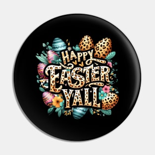 HapEaster Yall Bunny Lettered Leopard Easter-Day Pin