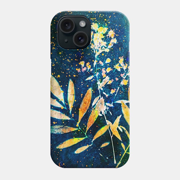 Botanical cyanotype floral print Phone Case by redwitchart