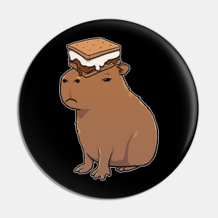 Capybara with a Smore on its head Pin