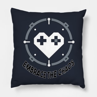 Embrace the chaos - pixel heart console gamer nerd goth football sweet Pillow