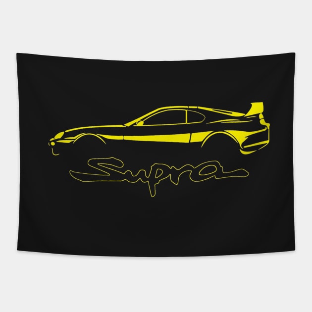 Toyota Yellow Supra MK4 Vintage Tapestry by lilynamaste