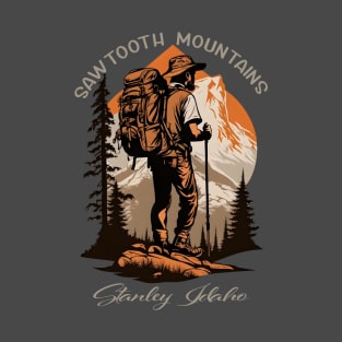 Sawtooth Mountains Stanley Idaho Hiking Scene T-Shirt