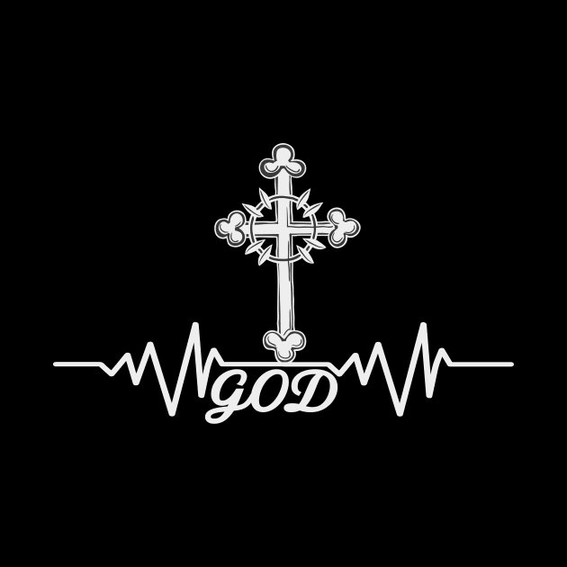 God Heartbeat Cross Christian Faith Pulse by Foxxy Merch