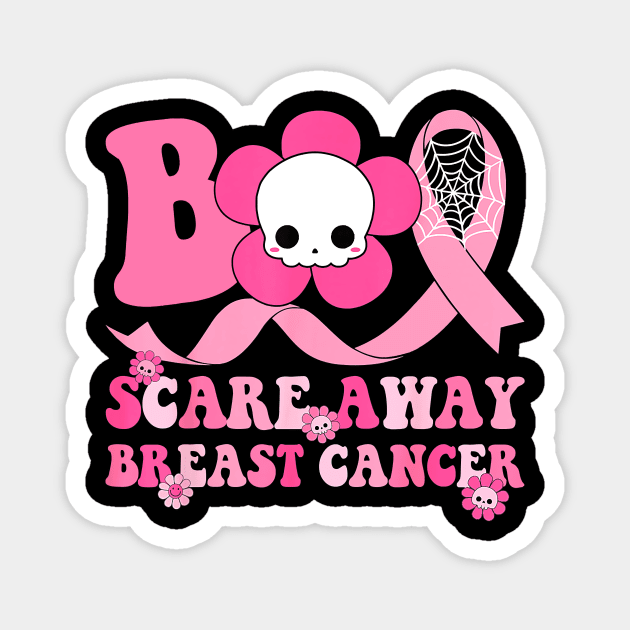 Groovy Boo Halloween Scare Away Breast Cancer Awareness Magnet by everetto