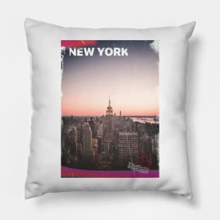 Vintage New York Skyline Poster | Places of the World Pillow