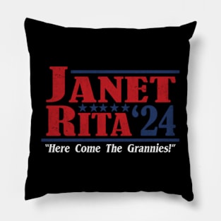 Janet and Rita 2024 Here Come the Grannies Vintage Pillow