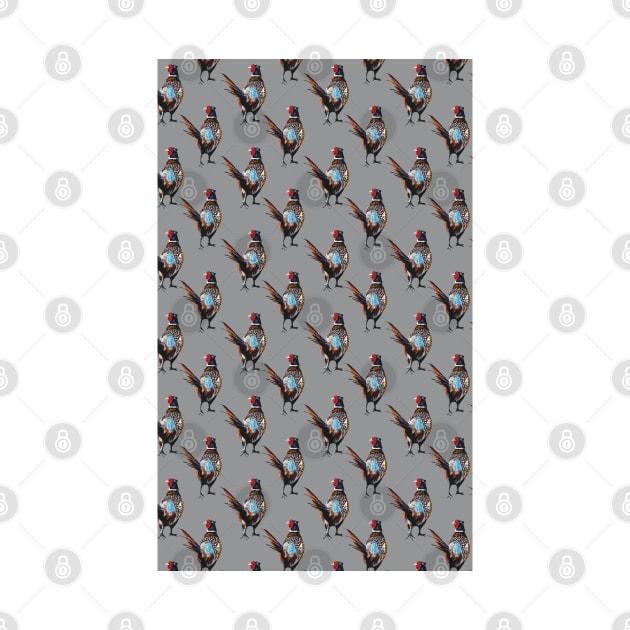 Pheasant pattern on grey background by IslesArt