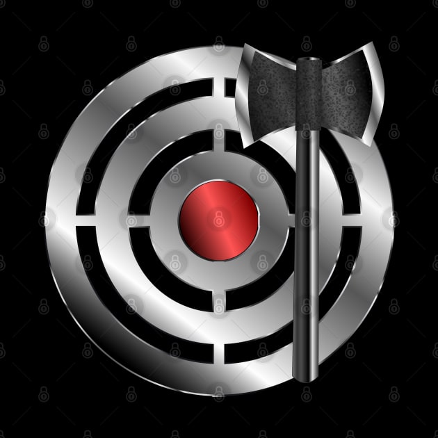 Silver Target w/ Red Bullseye Throwing Axe Kit by geodesyn