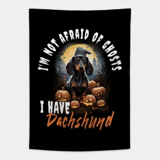 Dachshund Dog Ghost Guardian Vintage Halloween Funny Tapestry