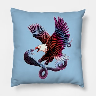 Eagle and Snake Graphic Design Pillow