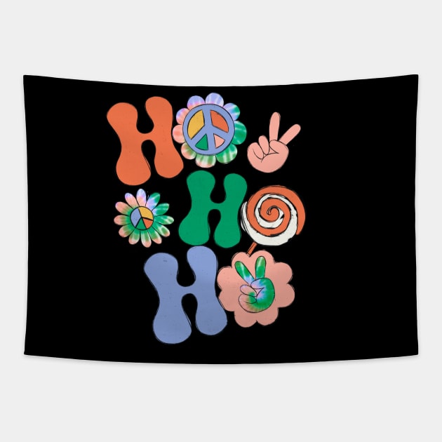 Hippie Ho Ho Ho Christmas Peace Tapestry by Teewyld