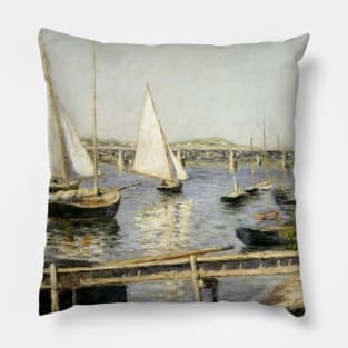 Sailing Boats at Argenteuil by Gustave Caillebotte Pillow