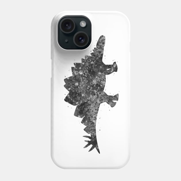 Stegosaurus dinosaur black and white Phone Case by Yahya Art