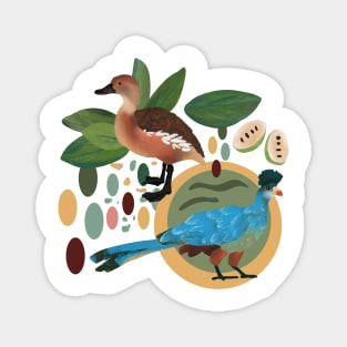 Great blue turacos and fulvous whistling ducks design Magnet