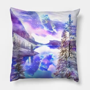 Moraine Lake Banff Alberta Canada Deep Dream Space Style Pillow