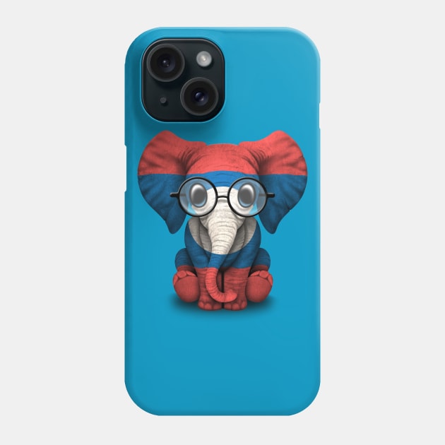 Baby Elephant with Glasses and Laotian Flag Phone Case by jeffbartels