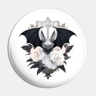 Gothic Floral Cute Bat Pin