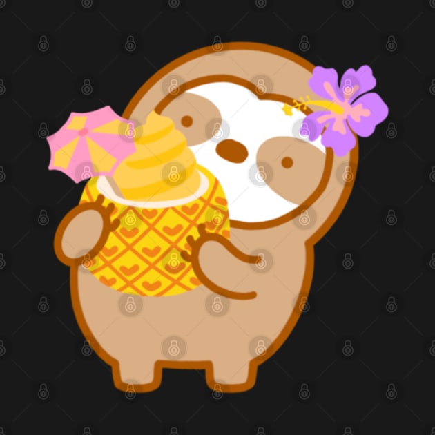 Cute Hawaiian Pineapple Soft Serve Sloth by theslothinme