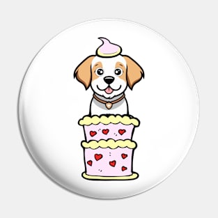 Happy dog Jumping out of a cake Pin