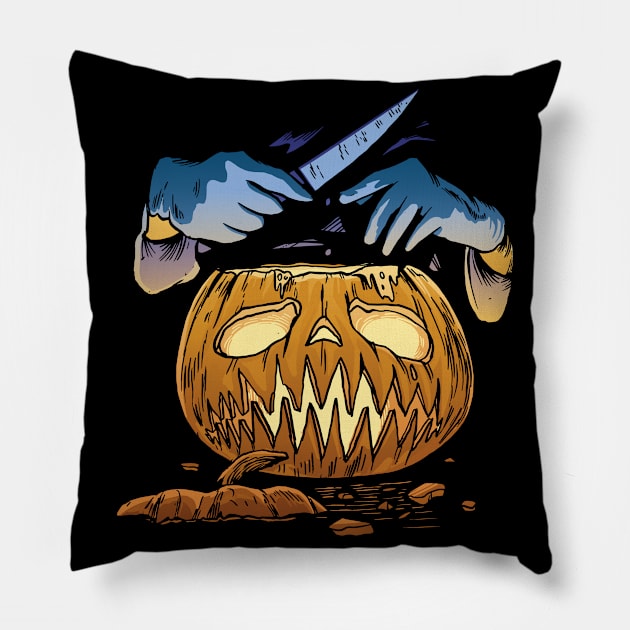 Pumpkin Surgeon Halloween Spooky Pillow by Kribis