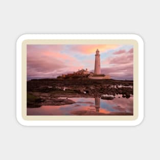 St Mary's Island in pink and blue Magnet