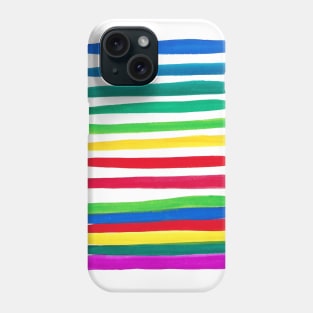 Bright rainbow gouache painting lines Phone Case