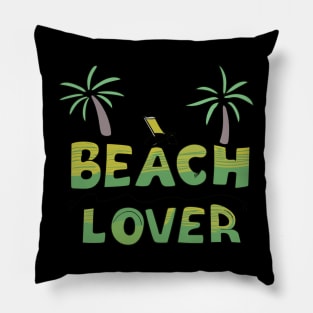 Beach Lover - Beach Theme Retro Summer Ocean Lovers Pillow