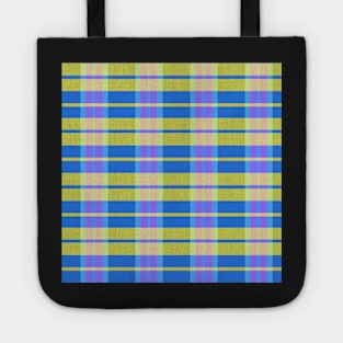 Neon Aesthetic Daviana 1 Hand Drawn Textured Plaid Pattern Tote