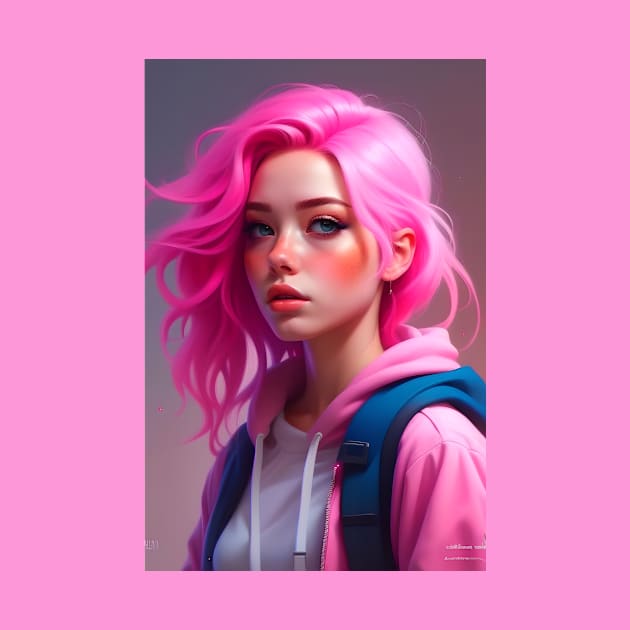 The Girl with Pink Hair by Evgeniya